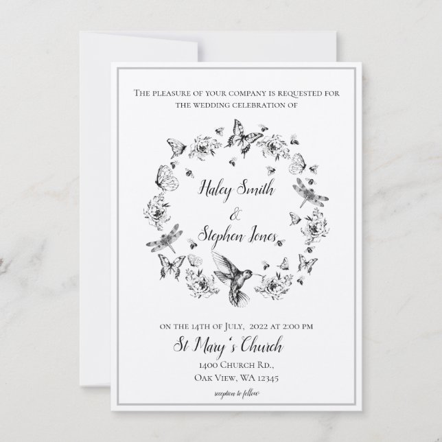 Invitación a la boda formal de la floral naturalez (Anverso)