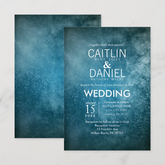 Invitación a la boda formal de la noche de inicio  (Anverso / Reverso)