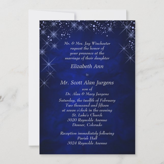 Invitación a la boda formal de la noche de inicio  (Anverso)