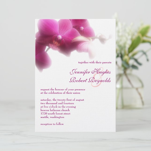 Invitación a la boda formal de orquídeas (Anverso de pie)