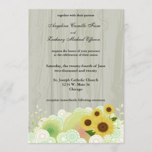 Invitación a la boda formal del girasol retro