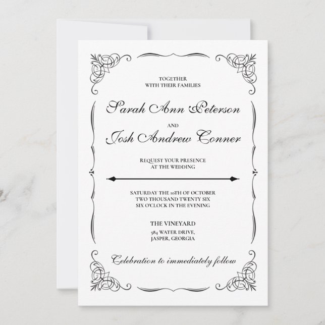 Invitación a la boda formal elegante (Anverso)