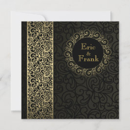 Invitación a la boda formal elegante de oro negro