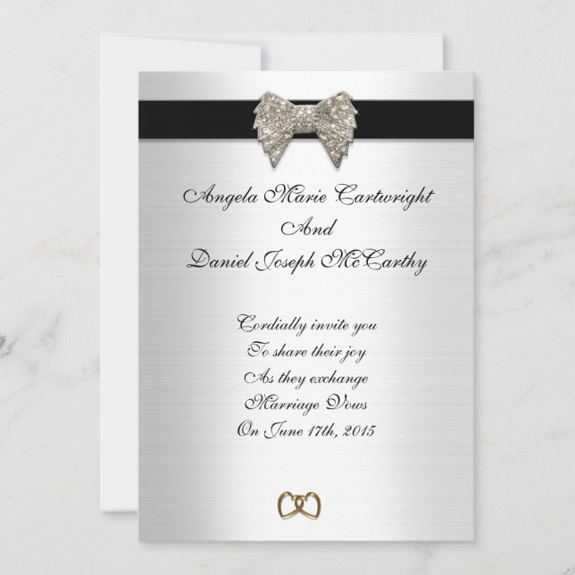 Invitación a la boda formal en blanco y negro (Anverso)