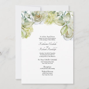 Invitación a la boda formal Floral blanca