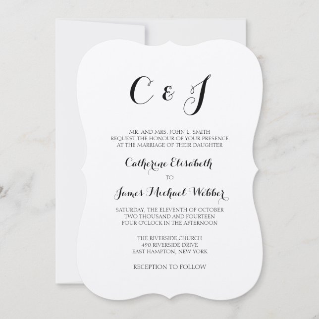 Invitación a la boda formal para decir a los padre (Anverso)