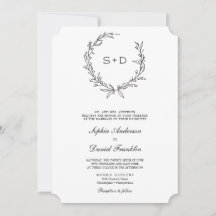 Invitación a la boda formal por monograma minimali