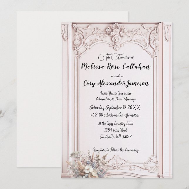 Invitación a la boda formal por orden de resurgimi (Anverso / Reverso)