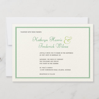Invitación a la boda formal verde