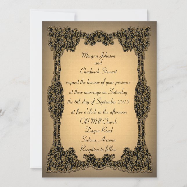 Invitación a la boda formal Zachée de 5,5" x 7,5" (Anverso)