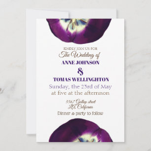 Invitación a la boda, foto de tulipanes morados