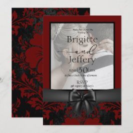 Invitación a la boda foto tradicional roja y negra