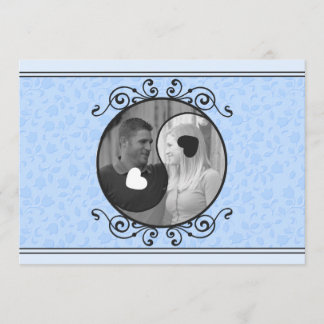 Invitación a la boda fotográfica Blue Floral Yin &