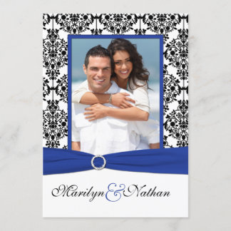 Invitación a la boda fotográfica Blue, White, Blac