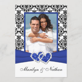 Invitación a la boda fotográfica Blue, White, Blac