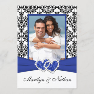 Invitación a la boda fotográfica Blue, White, Blac