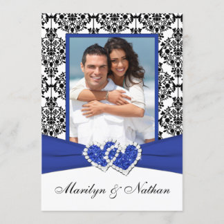 Invitación a la boda fotográfica Blue, White, Blac