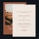 Invitación a la boda fotográfica Boho Moda Terraco<br><div class="desc">La invitación a la boda presenta un diseño minimalista moderno con caligrafía de escritura sobre fondo boho. Puede cargar su foto y editar fácilmente el texto y el tipo de letra utilizando la herramienta de diseño. Ver otros productos de esta colección.</div>