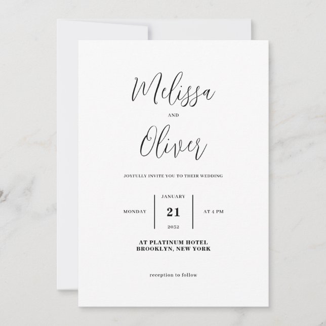 Invitación a la boda fotográfica clásica simple (Anverso)