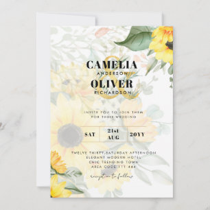 Invitación a la boda fotográfica con girasoles