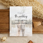 Invitación a la boda fotográfica con guión de pinc<br><div class="desc">Tipo de letra del guión del pincel moderno casual.</div>