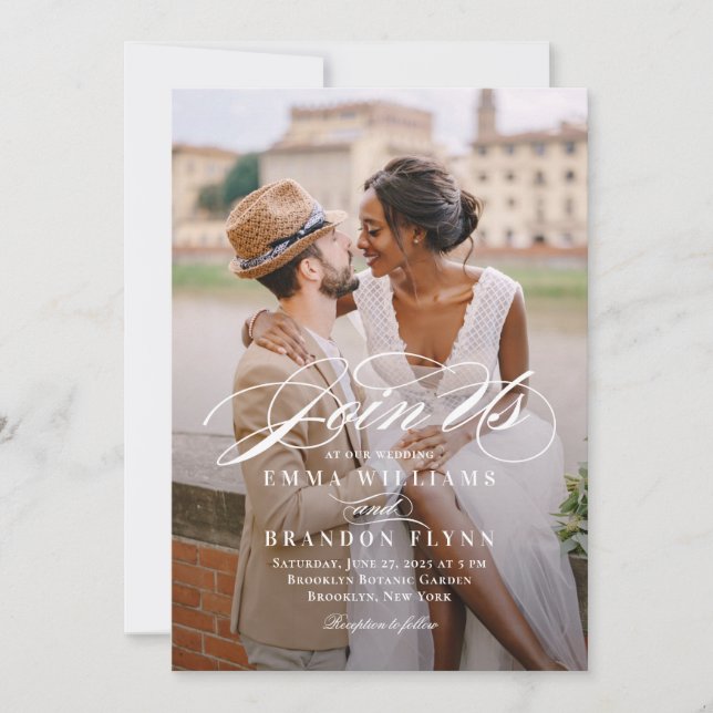 Invitación a la boda fotográfica con guión poético (Anverso)