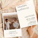 Invitación a la boda fotográfica de Boho | Minimal<br><div class="desc">Esta encantadora Invitación a la Boda presenta un diseño minimalista limpio con acentos de caligrafía moderna y es perfecto para subir una foto de usted y de su futura esposa. ¡Edite fácilmente la mayoría de los términos para que coincidan con su evento! El texto y los colores de fondo son...</div>