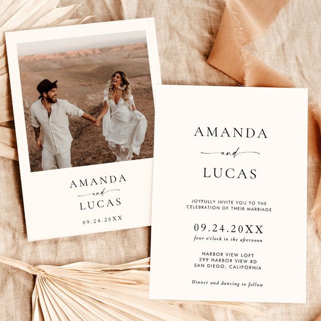 Invitación a la boda fotográfica de Boho | Minimal (Subido por el creador)