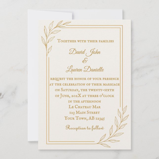 Invitación a la boda fotográfica de Ee. Uu. (Anverso)