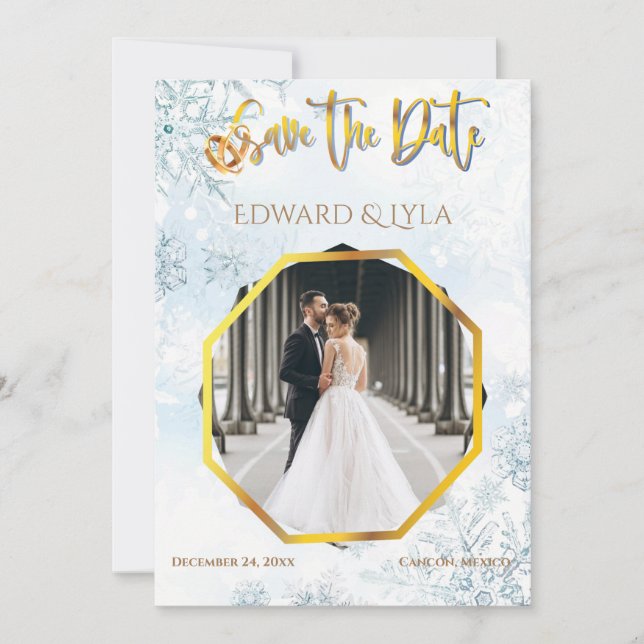 Invitación a la boda fotográfica de invierno (Anverso)