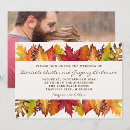 Invitación a la boda fotográfica de las hojas de o