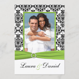 Invitación a la boda fotográfica de timbre, blanco