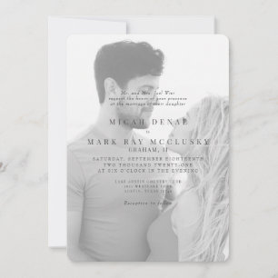 Invitación a la boda fotográfica en blanco y negro