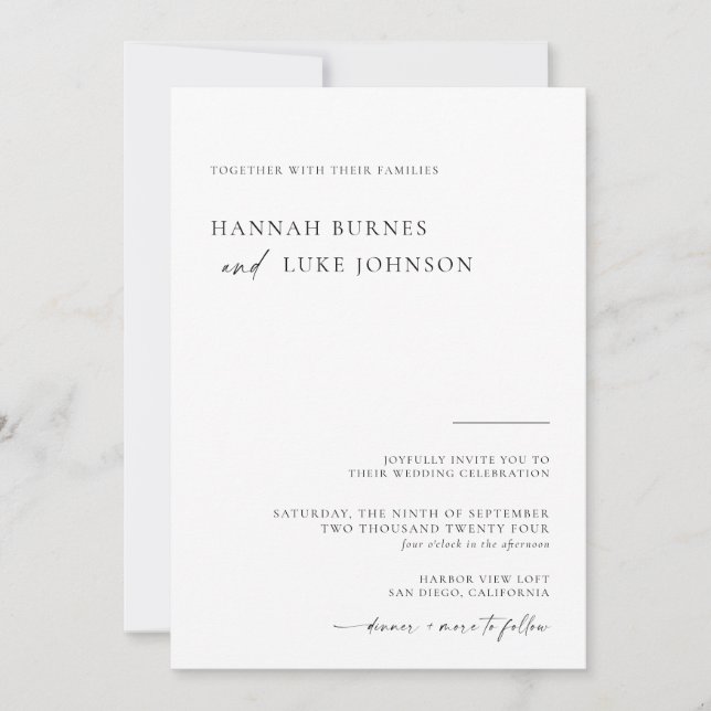 Invitación a la boda fotográfica, Minimalista mode (Anverso)