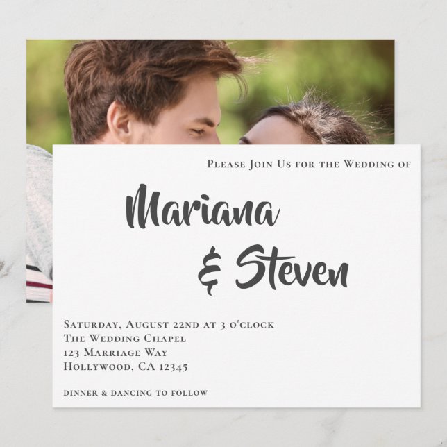 Invitación a la boda fotográfica moderna (Anverso / Reverso)