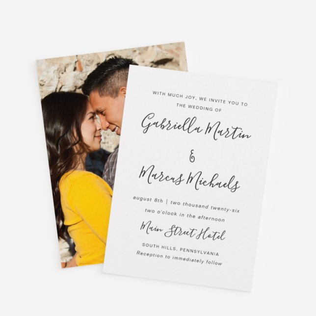 Invitación a la boda fotográfica moderna en blanco (Subido por el creador)