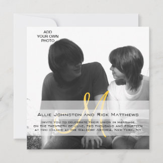 Invitación a la boda fotográfica moderna Monograma