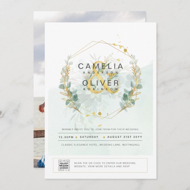 Invitación a la boda fotográfica Oro de la vegetac (Anverso / Reverso)