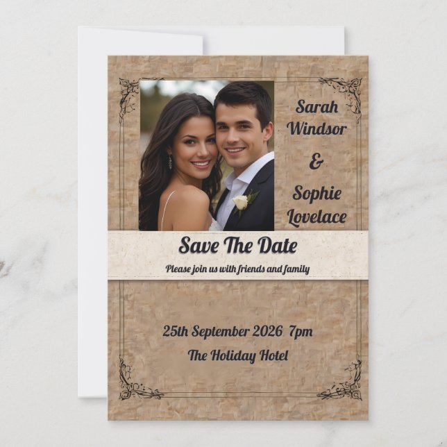 Invitación a la boda fotográfica personal (Anverso)