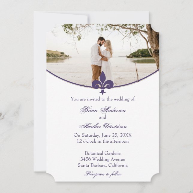 Invitación a la boda fotográfica Purple Fleur de L (Anverso)
