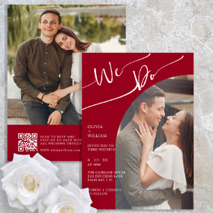 Invitación a la boda fotográfica QR con guión de B