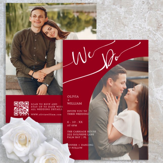 Invitación a la boda fotográfica QR con guión de B (Subido por el creador)