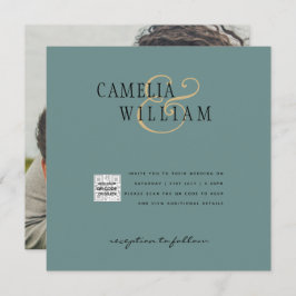 Invitación a la boda fotográfica QRCode RSVP Sage