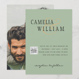 Invitación a la boda fotográfica QRCode RSVP Sage