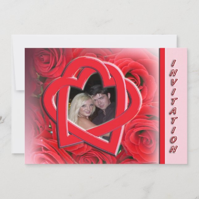 Invitación a la boda fotográfica - Roses y corazon (Anverso)