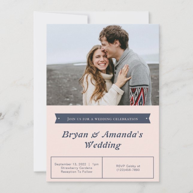 Invitación a la boda fotográfica simple (Anverso)