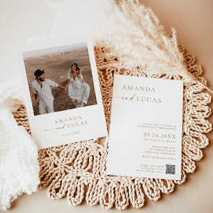 Invitación a la boda fotográfica, tono neutral Min
