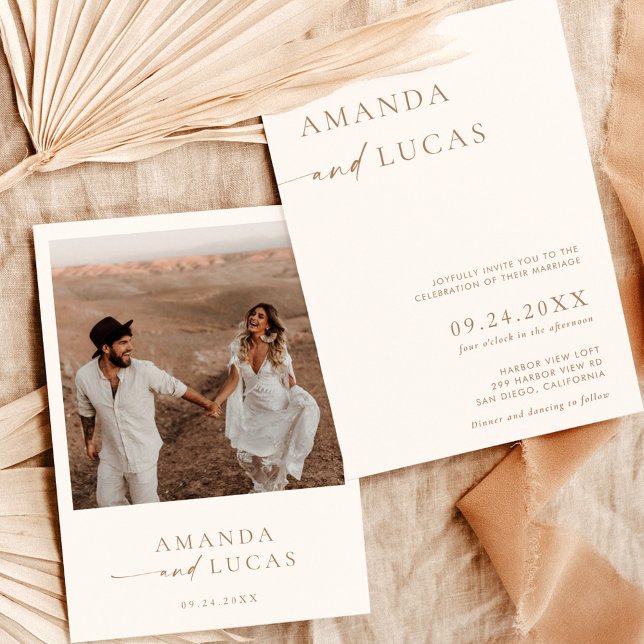Invitación a la boda fotográfica, tono neutral Min (Subido por el creador)