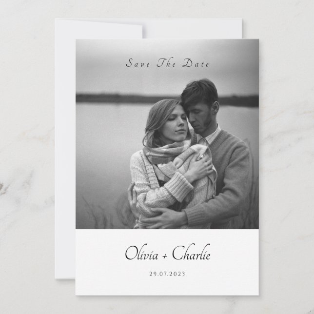 Invitación a la boda fotográfica y de texto simple (Anverso)