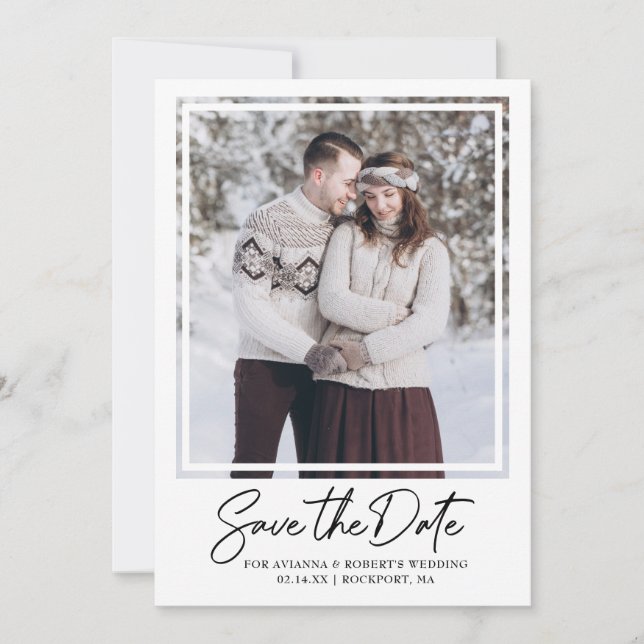 Invitación a la boda fotográfica y de texto simple (Anverso)
